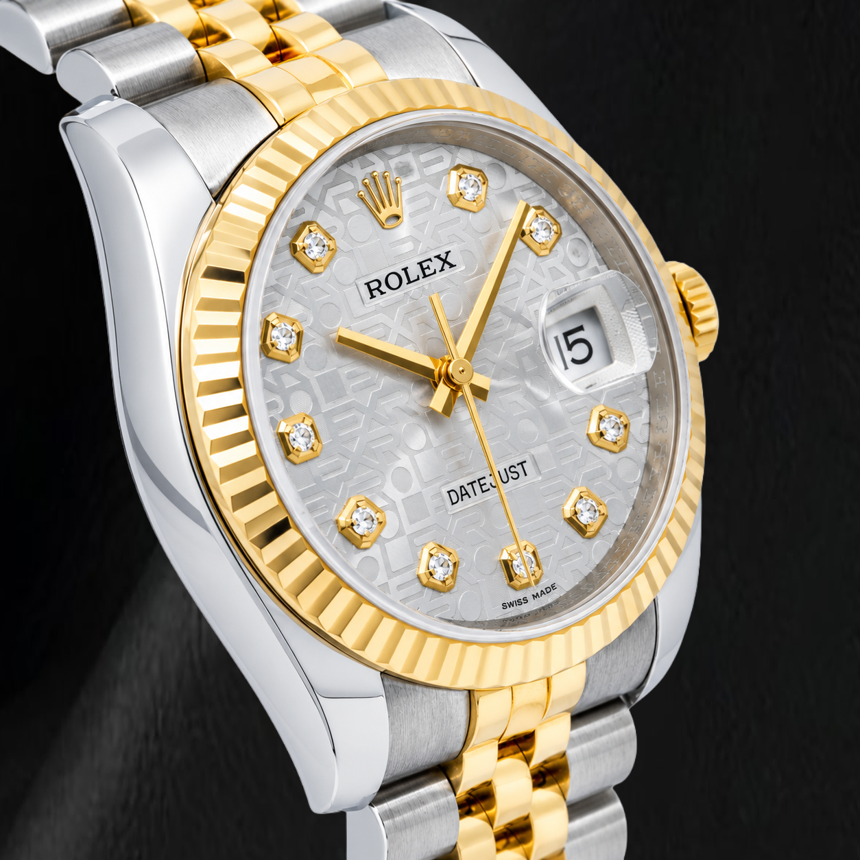 Rolex Datejust 116233 36 mm Orologio Bicolore Quadrante con Diamanti Jubilee Argento