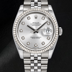 Orologio Rolex Datejust 116234 36 mm in Acciaio Inossidabile con Quadrante con Diamanti Argento