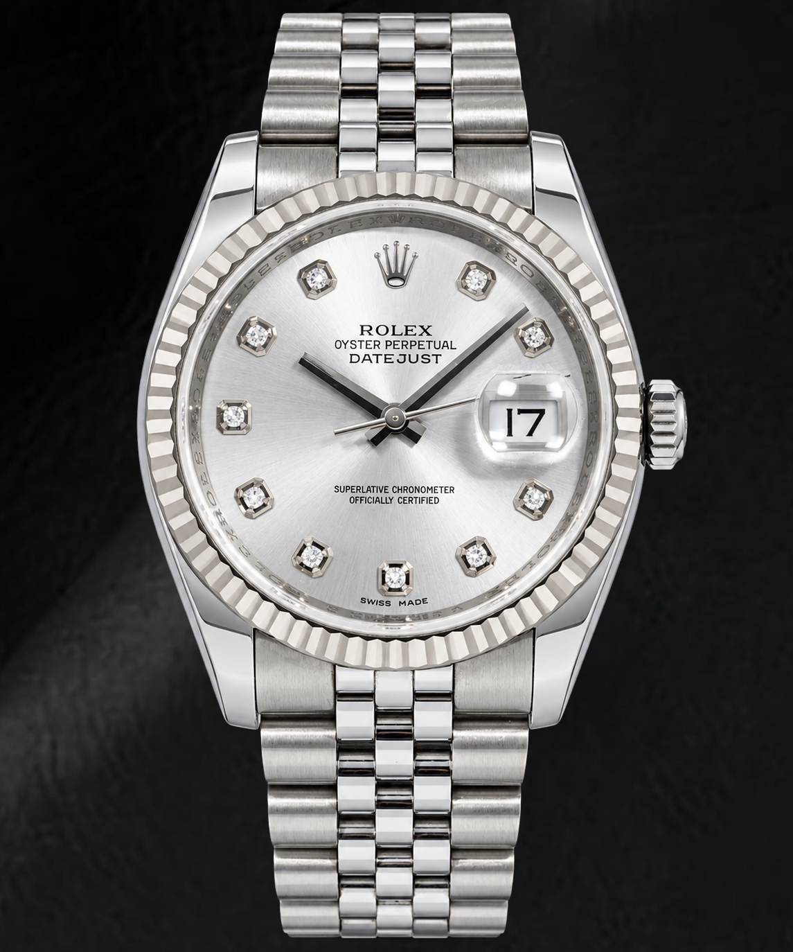 Orologio Rolex Datejust 116234 36 mm in Acciaio Inossidabile con Quadrante con Diamanti Argento