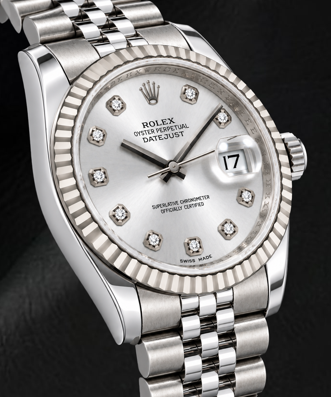 Orologio Rolex Datejust 116234 36 mm in Acciaio Inossidabile con Quadrante con Diamanti Argento