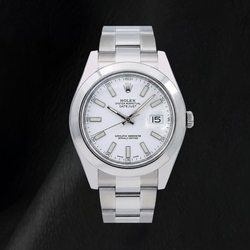 Rolex Datejust 116300 41 mm Orologio in Acciaio Inossidabile con Quadrante Bianco con Indici a Bastone