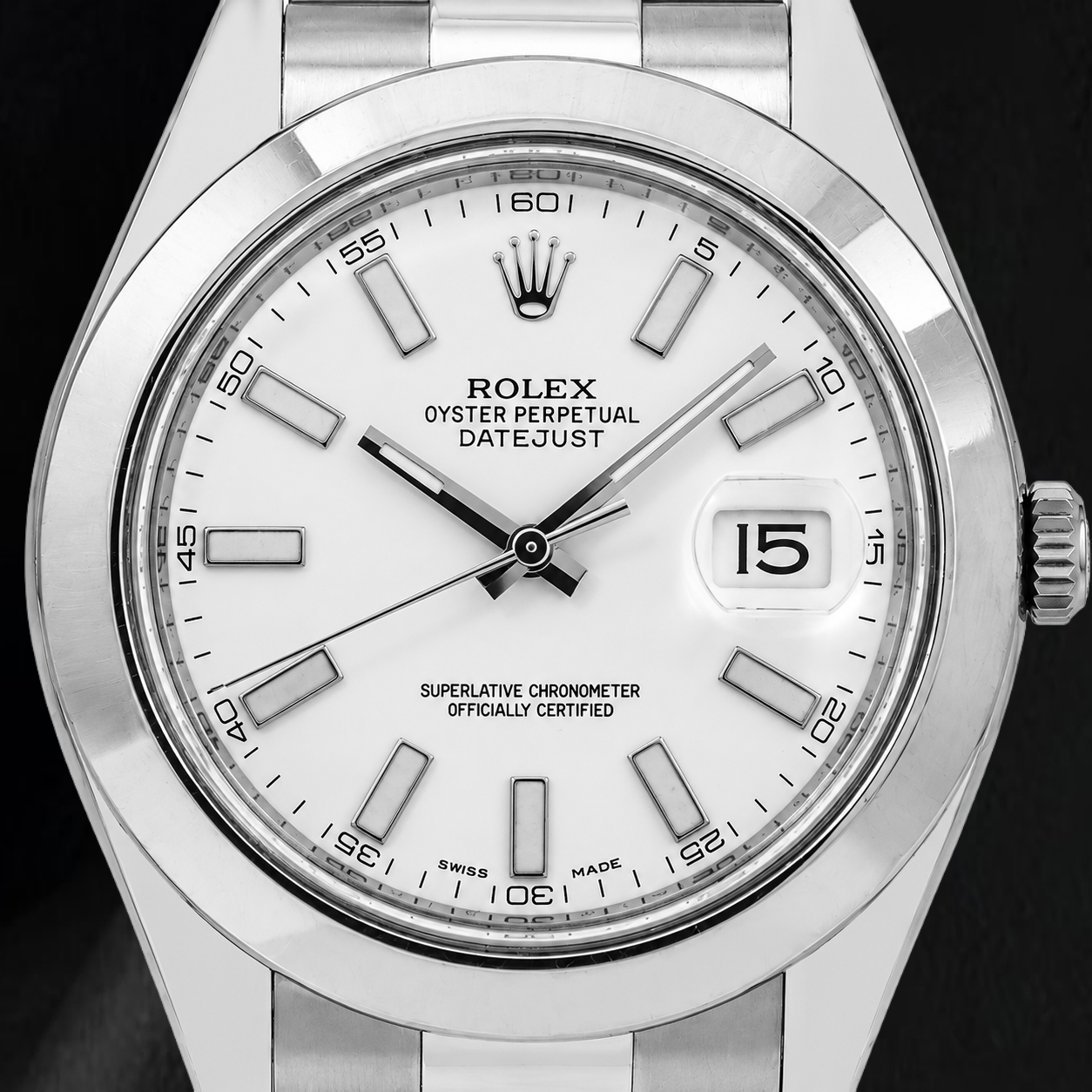 Rolex Datejust 116300 41 mm Orologio in Acciaio Inossidabile con Quadrante Bianco con Indici a Bastone