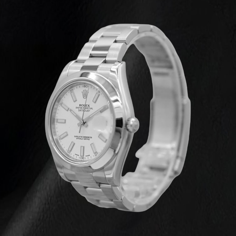 Rolex Datejust 116300 41 mm Orologio in Acciaio Inossidabile con Quadrante Bianco con Indici a Bastone