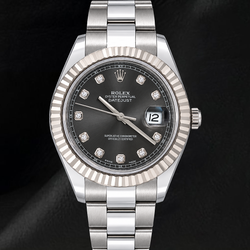 Orologio Rolex Datejust 116334 41 mm Quadrante con Diamanti Grigio Acciaio Inossidabile Bracciale Oyster