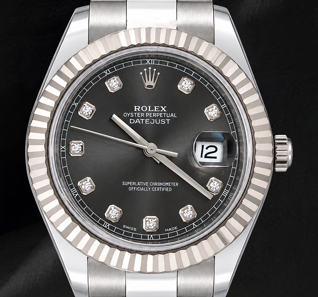 Orologio Rolex Datejust 116334 41 mm Quadrante con Diamanti Grigio Acciaio Inossidabile Bracciale Oyster