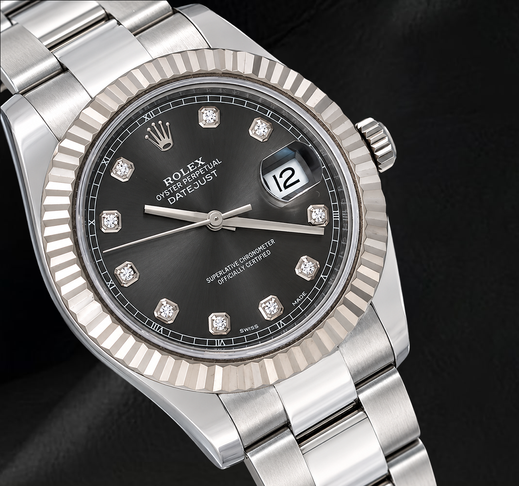 Orologio Rolex Datejust 116334 41 mm Quadrante con Diamanti Grigio Acciaio Inossidabile Bracciale Oyster