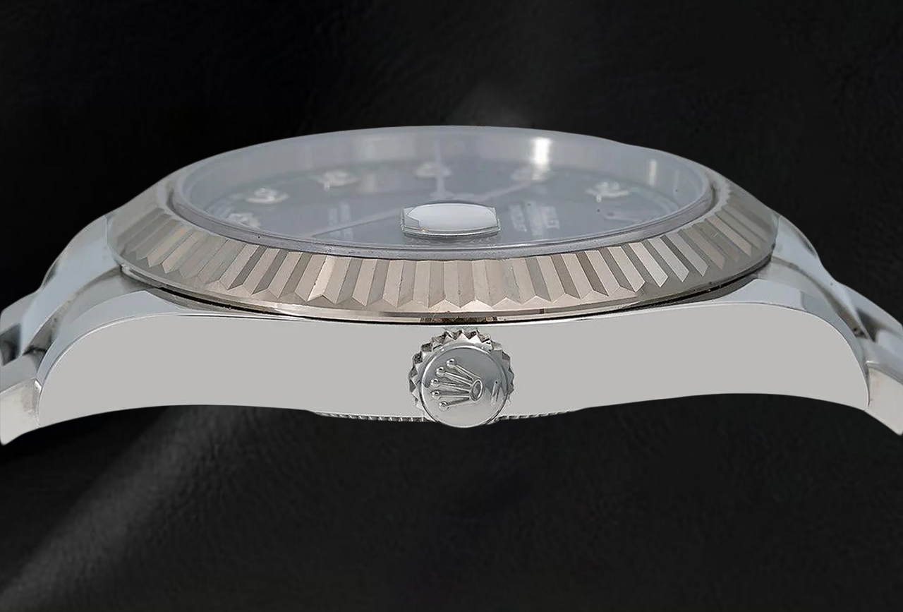 Orologio Rolex Datejust 116334 41 mm Quadrante con Diamanti Grigio Acciaio Inossidabile Bracciale Oyster