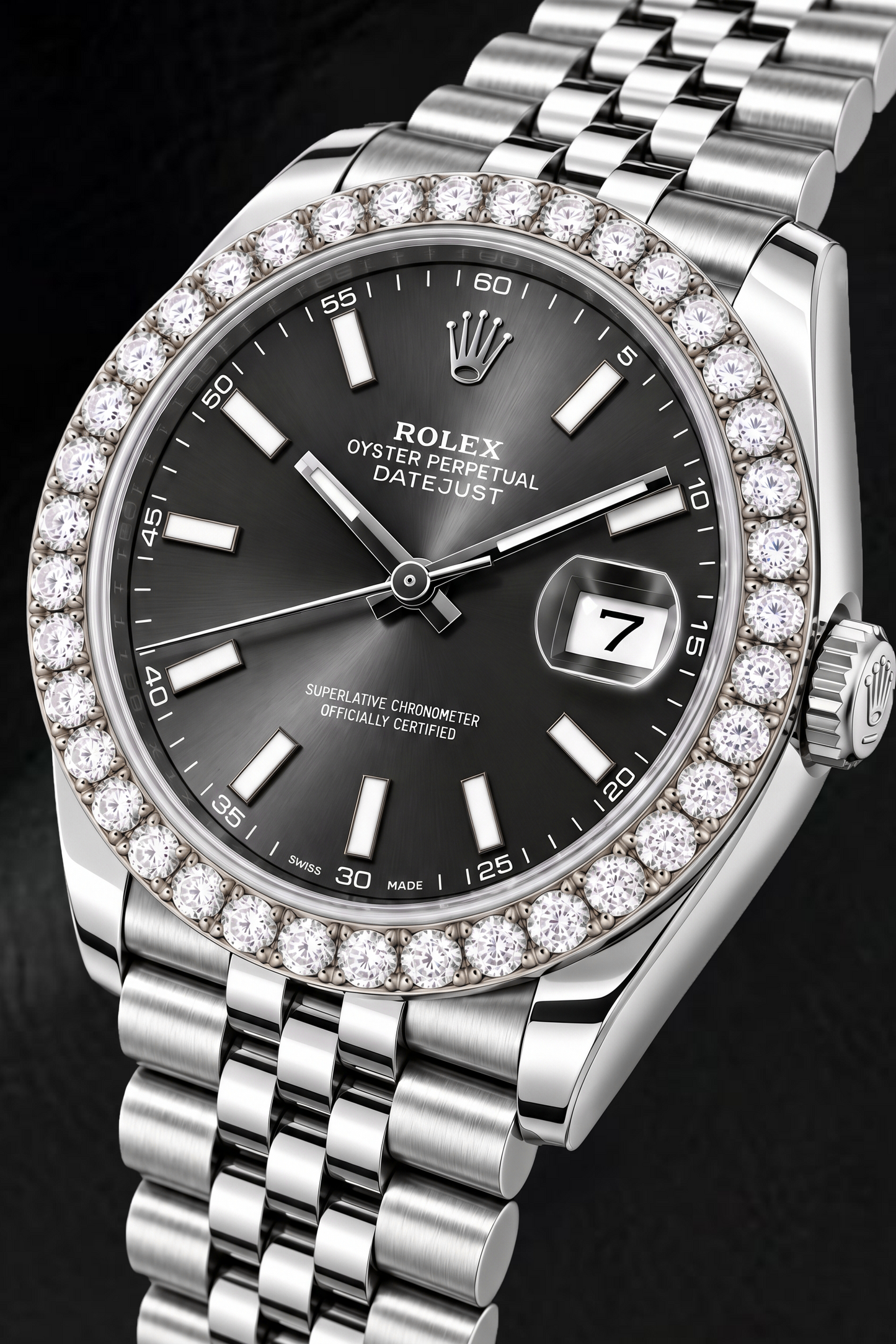 Orologio Rolex Datejust 126300 41 mm in Acciaio Inossidabile con Quadrante Grigio con Indici a Bastone Luminescenti