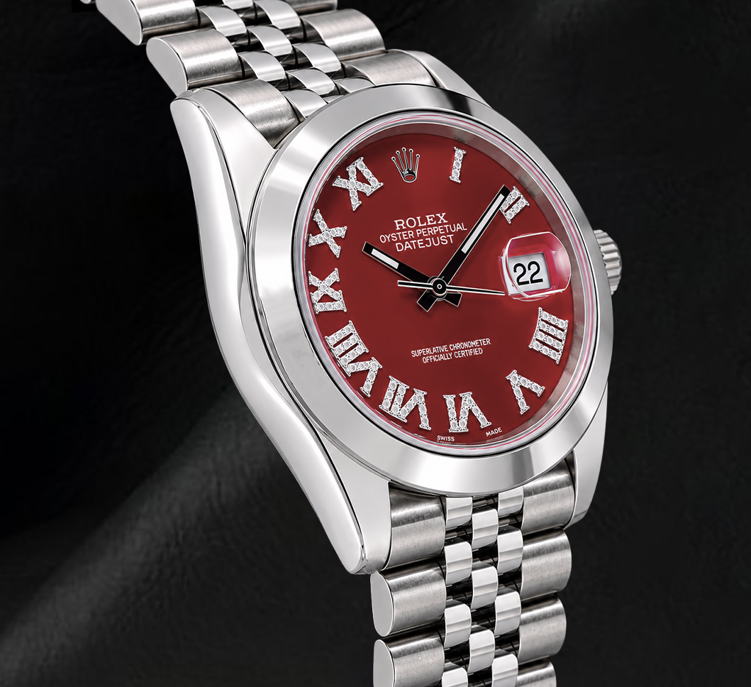 Rolex Datejust 126300 41 mm Orologio in Acciaio Inossidabile con Quadrante con Diamanti e Numeri Romani Rossi