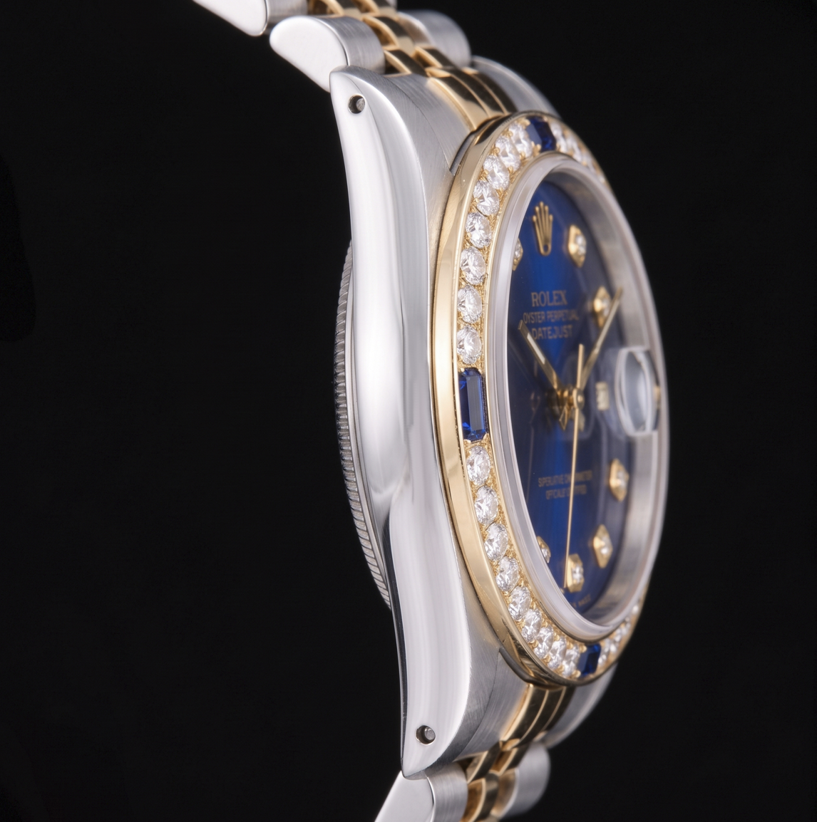 Rolex Datejust 16013 36 mm Orologio Bicolore Quadrante Blu con Diamanti