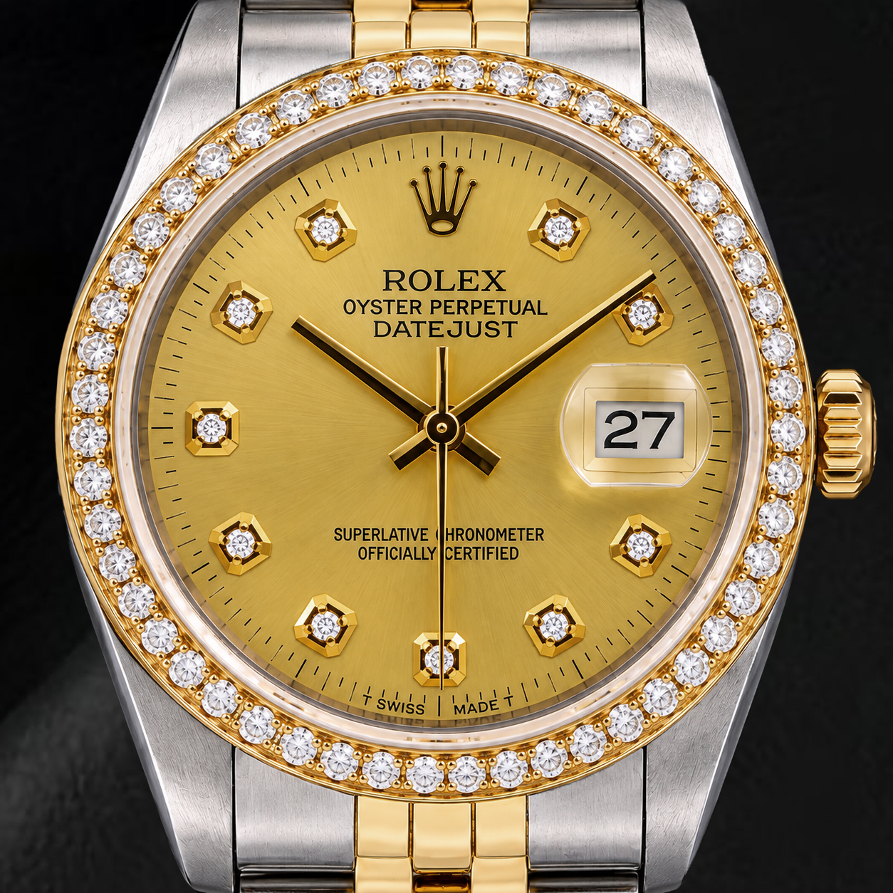 Rolex Datejust 16013 36mm Orologio Bicolore Quadrante con Diamanti Champagne