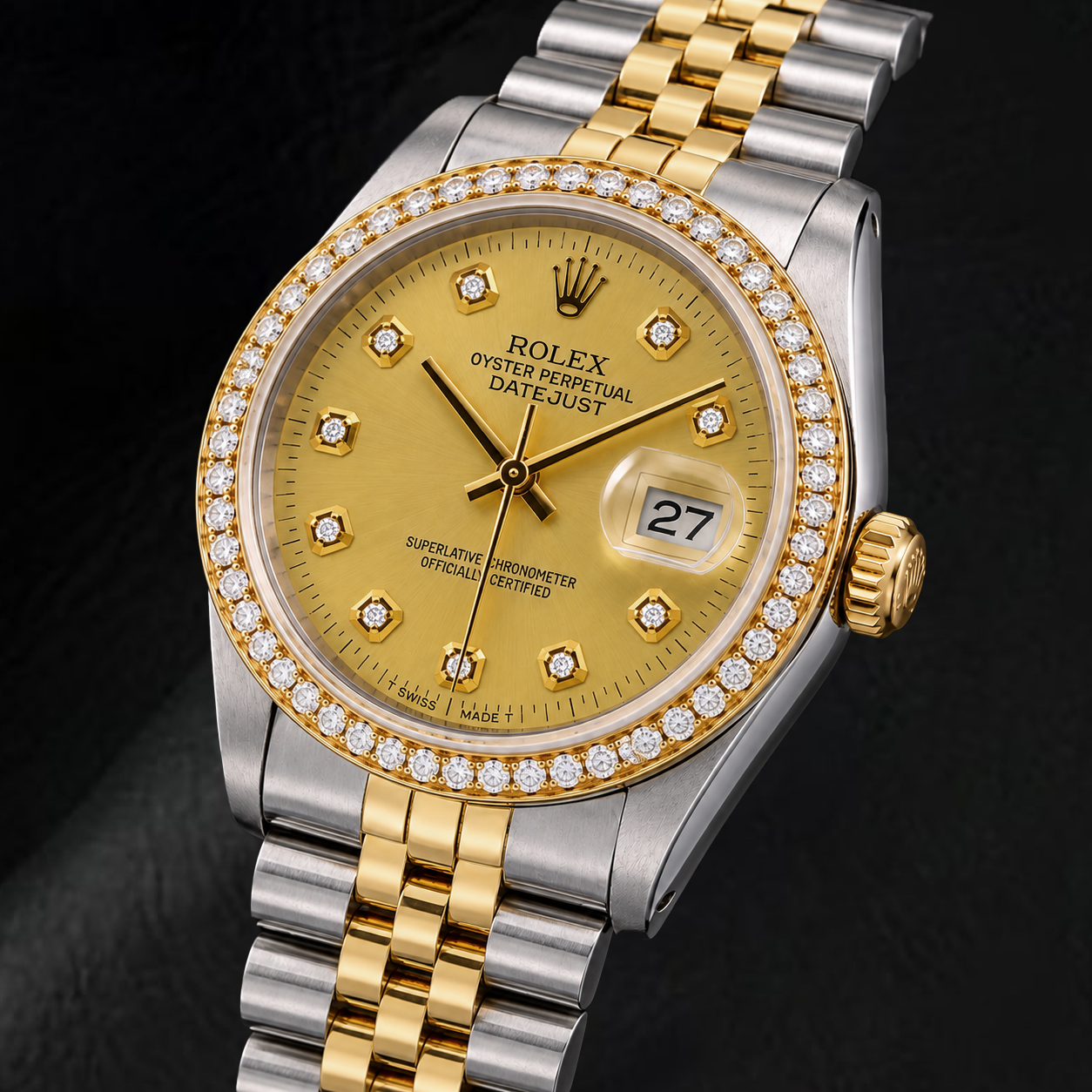 Rolex Datejust 16013 36mm Orologio Bicolore Quadrante con Diamanti Champagne
