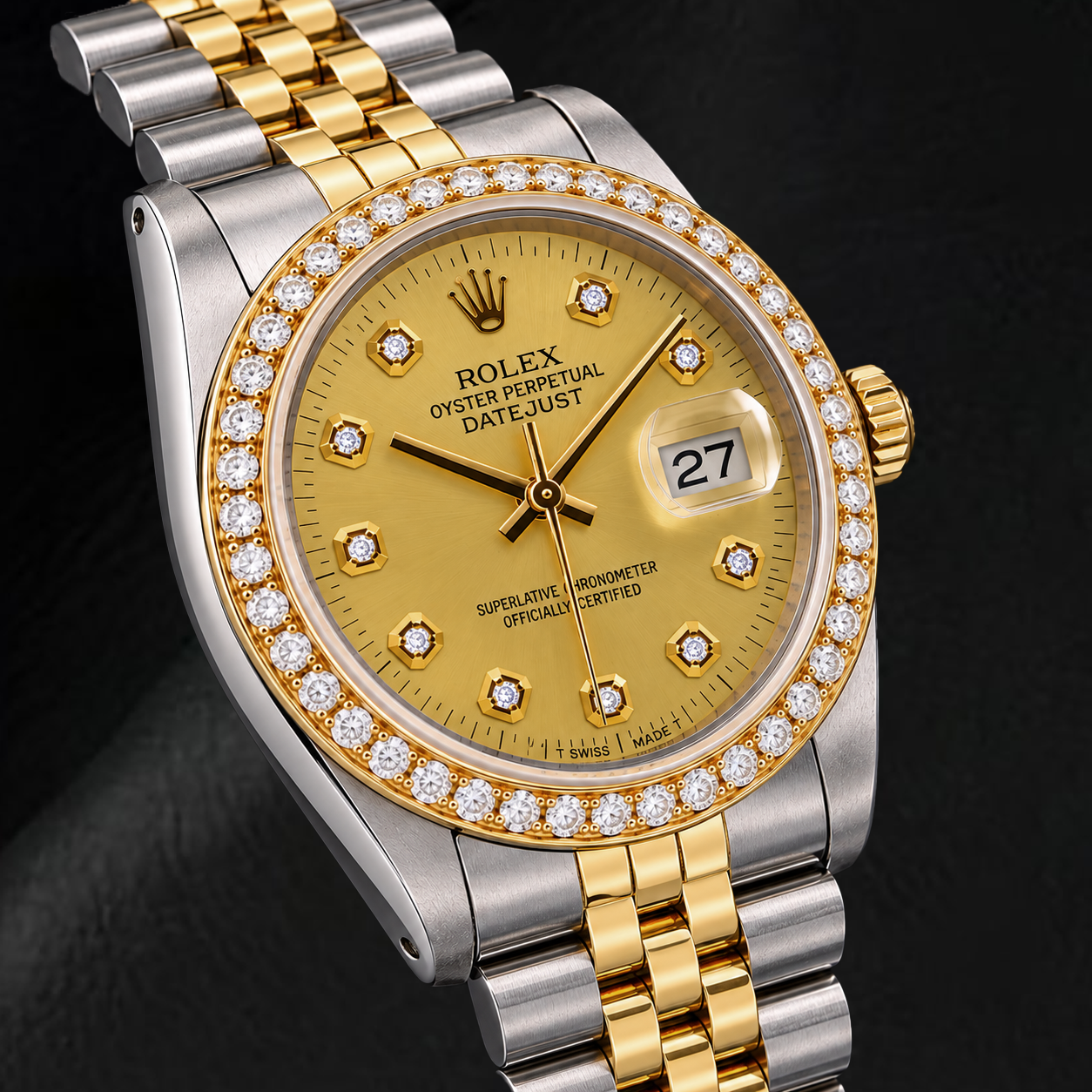 Rolex Datejust 16013 36mm Orologio Bicolore Quadrante con Diamanti Champagne