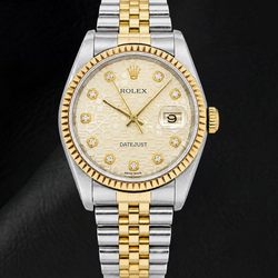 Rolex Datejust 16013 36 mm Orologio Bicolore Quadrante con Diamanti Champagne Jubilee