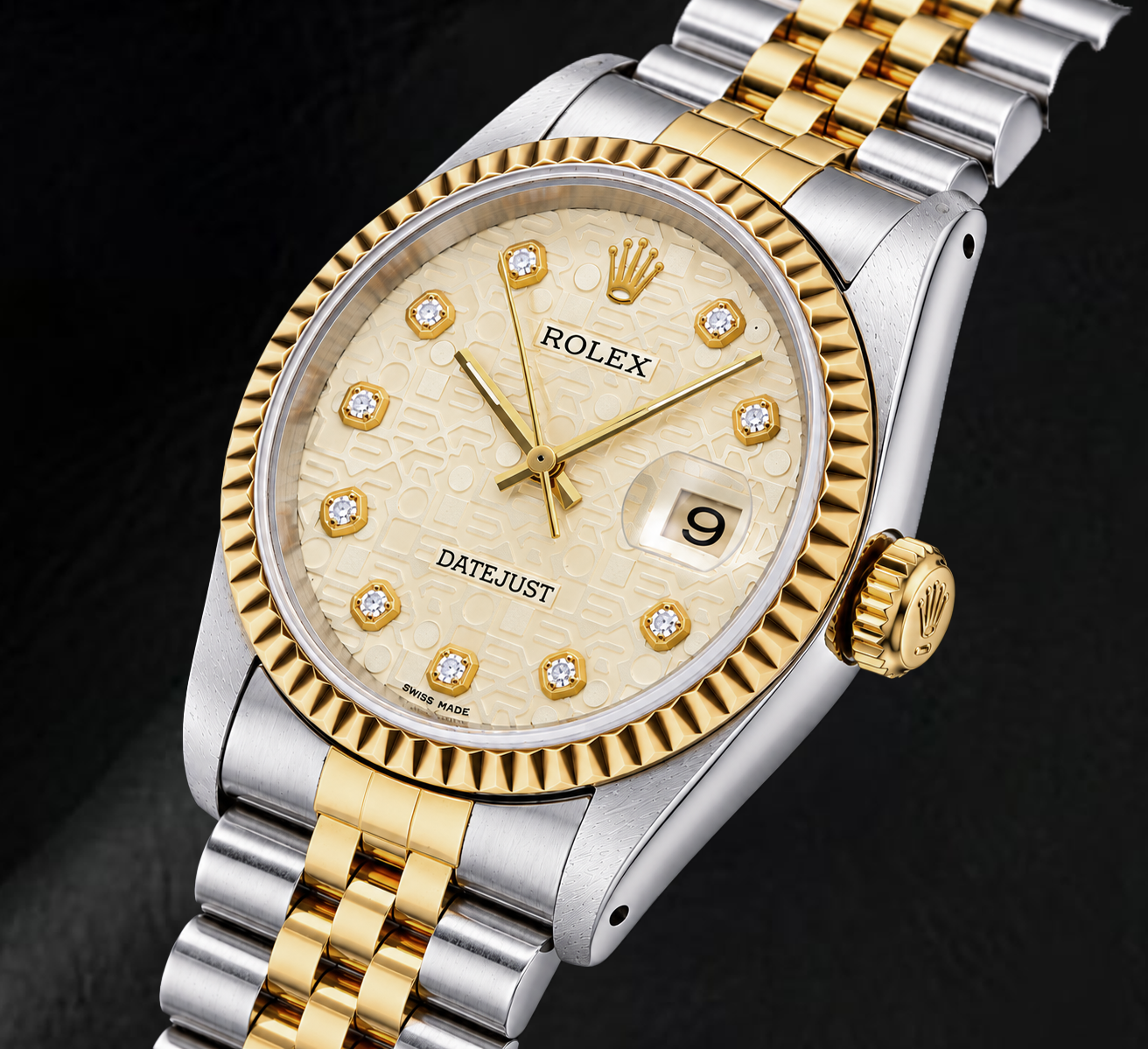 Rolex Datejust 16013 36 mm Orologio Bicolore Quadrante con Diamanti Champagne Jubilee
