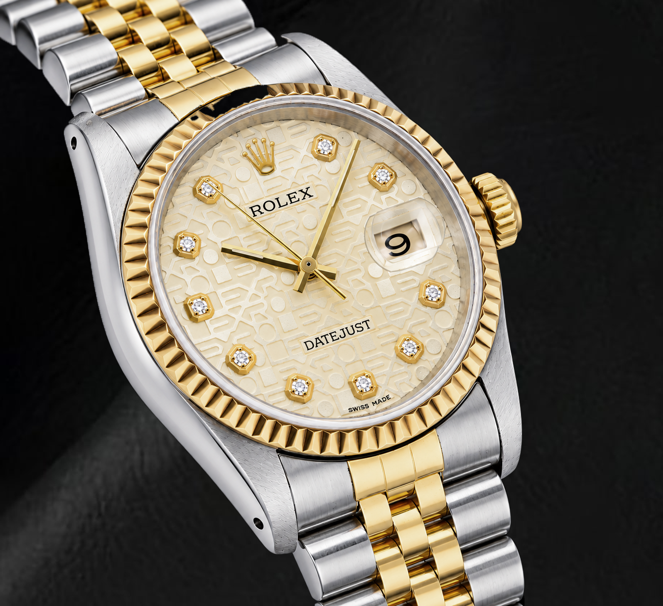 Rolex Datejust 16013 36 mm Orologio Bicolore Quadrante con Diamanti Champagne Jubilee