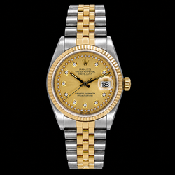 Rolex Datejust 16013 36 mm Orologio Bicolore Quadrante Champagne con Diamanti a Stringa