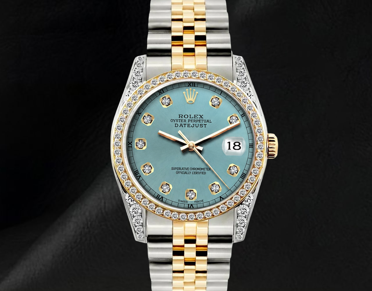 Rolex Datejust 16013 36 mm Orologio Bicolore Quadrante con Diamanti Lunetta con Diamanti