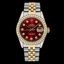 Rolex Datejust 16013 36mm Orologio Bicolore Quadrante Rosso con Diamanti Bracciale Jubilee