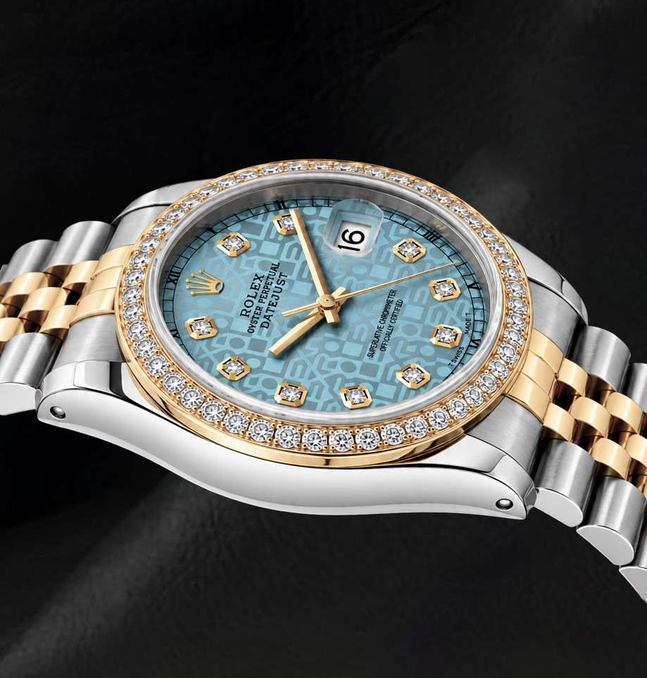 Rolex Datejust 16013 Orologio Bicolore 36 mm Quadrante Blu Ghiaccio con Diamanti Bracciale Jubilee