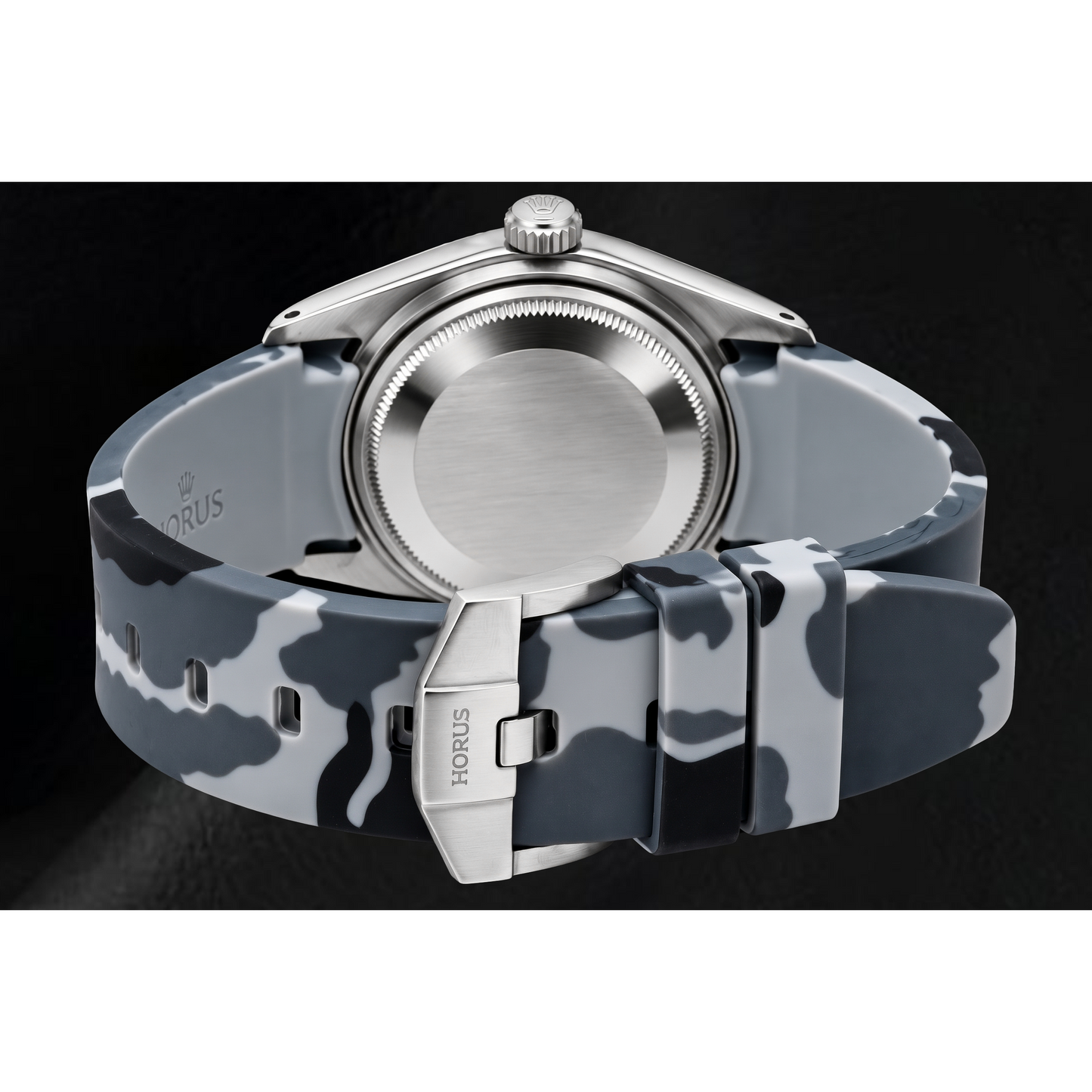 Orologio Rolex Datejust 16014 36mm Quadrante con Diamanti Nero Cinturino in Gomma Mimetica Grigia