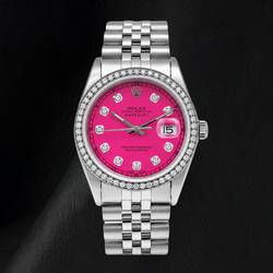 Rolex Datejust 16014 36mm Orologio in Acciaio Inossidabile con Quadrante Rosa con Diamanti