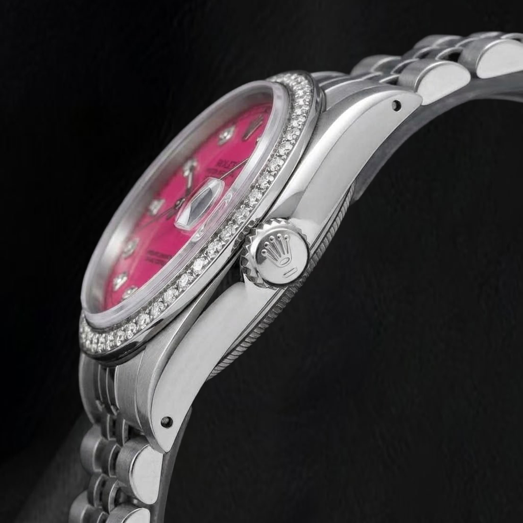 Rolex Datejust 16014 36mm Orologio in Acciaio Inossidabile con Quadrante Rosa con Diamanti
