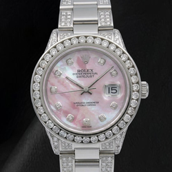 Rolex Datejust 16014 36mm Orologio in Acciaio Inossidabile con Quadrante con Diamanti in Madreperla Rosa