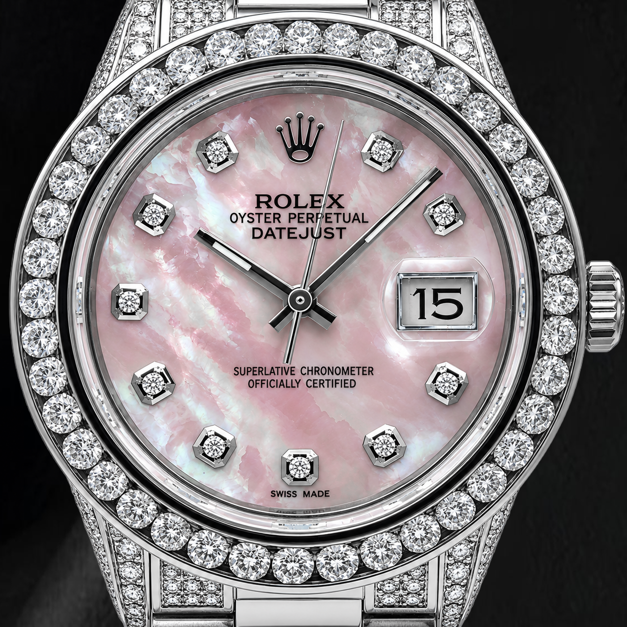 Rolex Datejust 16014 36mm Orologio in Acciaio Inossidabile con Quadrante con Diamanti in Madreperla Rosa