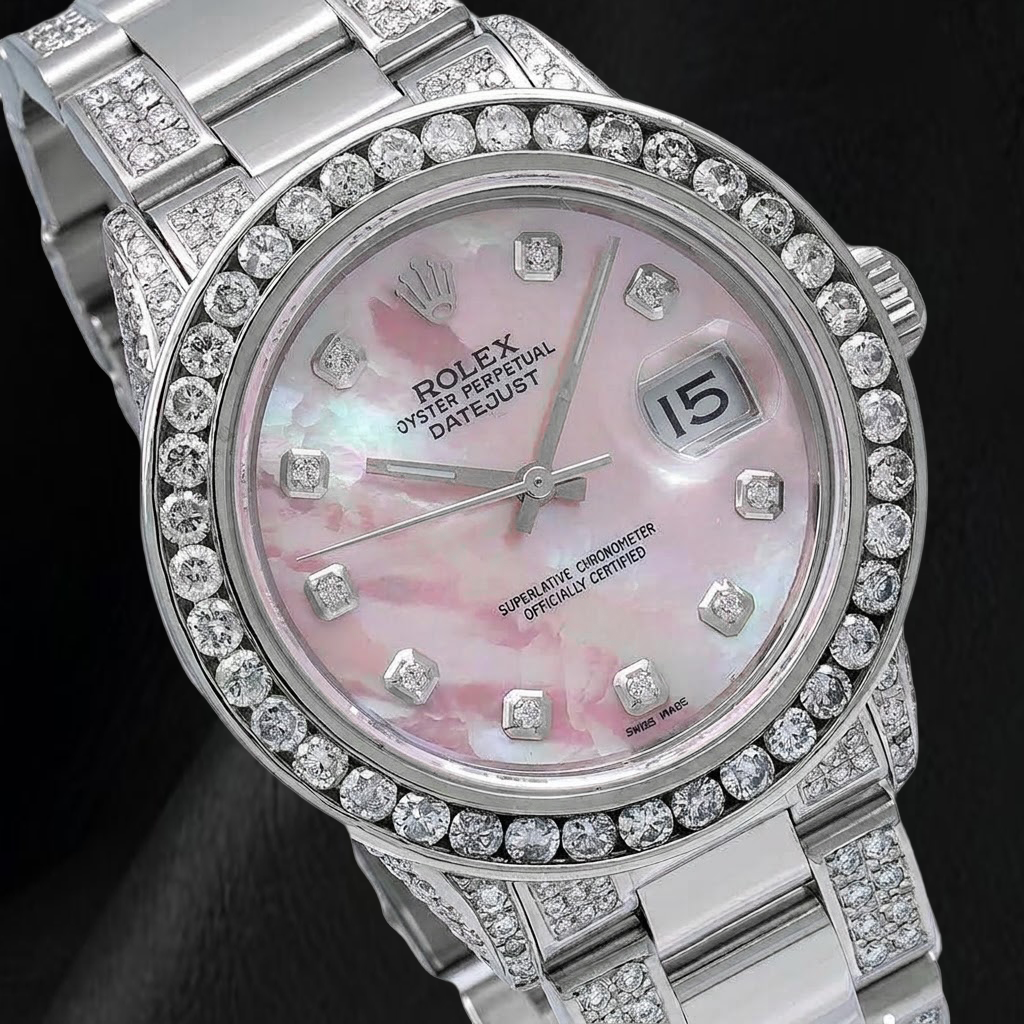 Rolex Datejust 16014 36mm Orologio in Acciaio Inossidabile con Quadrante con Diamanti in Madreperla Rosa