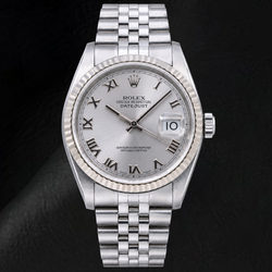 Rolex Datejust 16014 36mm Orologio in Acciaio Inossidabile con Quadrante Argento con Numeri Romani
