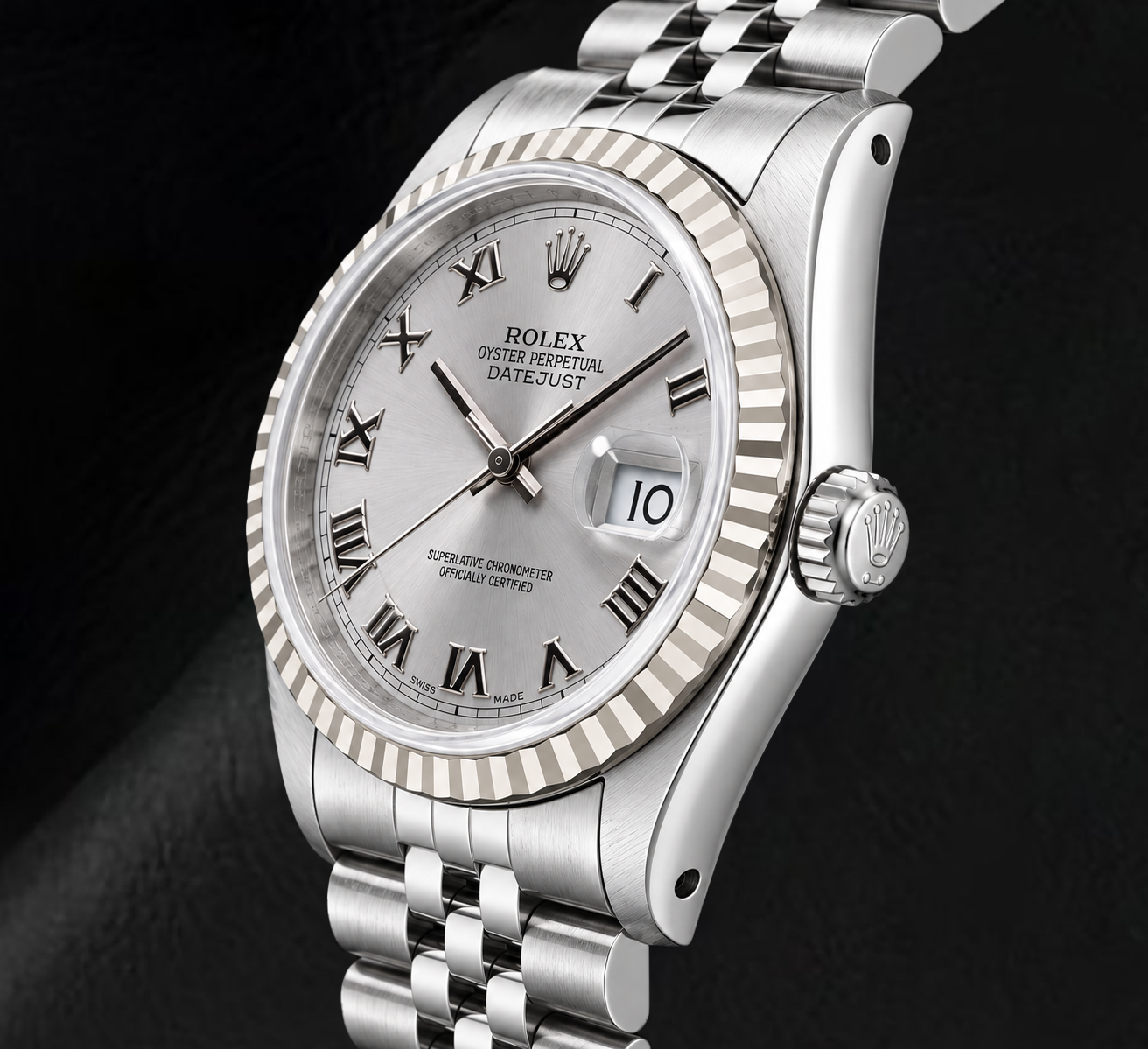 Rolex Datejust 16014 36mm Orologio in Acciaio Inossidabile con Quadrante Argento con Numeri Romani
