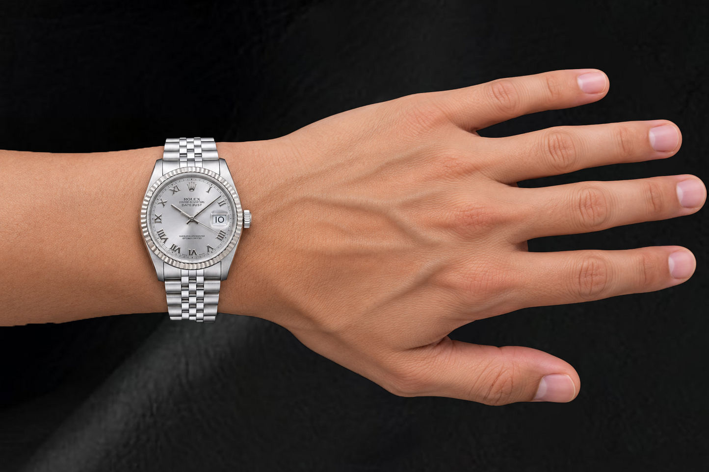 Rolex Datejust 16014 36mm Orologio in Acciaio Inossidabile con Quadrante Argento con Numeri Romani