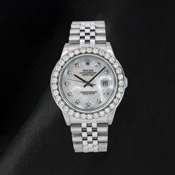 Rolex Datejust 16014 36mm Orologio in Acciaio Inossidabile Quadrante con Diamanti in Madreperla Bianca