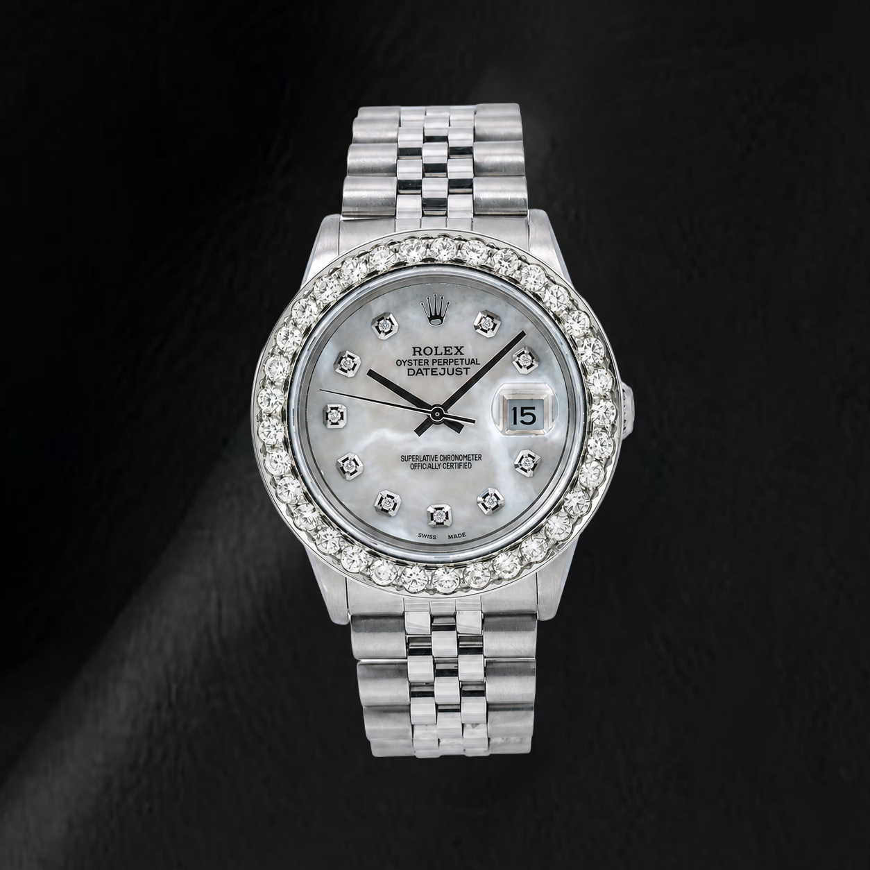 Rolex Datejust 16014 36mm Orologio in Acciaio Inossidabile Quadrante con Diamanti in Madreperla Bianca