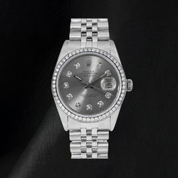 Rolex Datejust 1601 36 mm Orologio in Acciaio Inossidabile con Quadrante Grigio con Diamanti