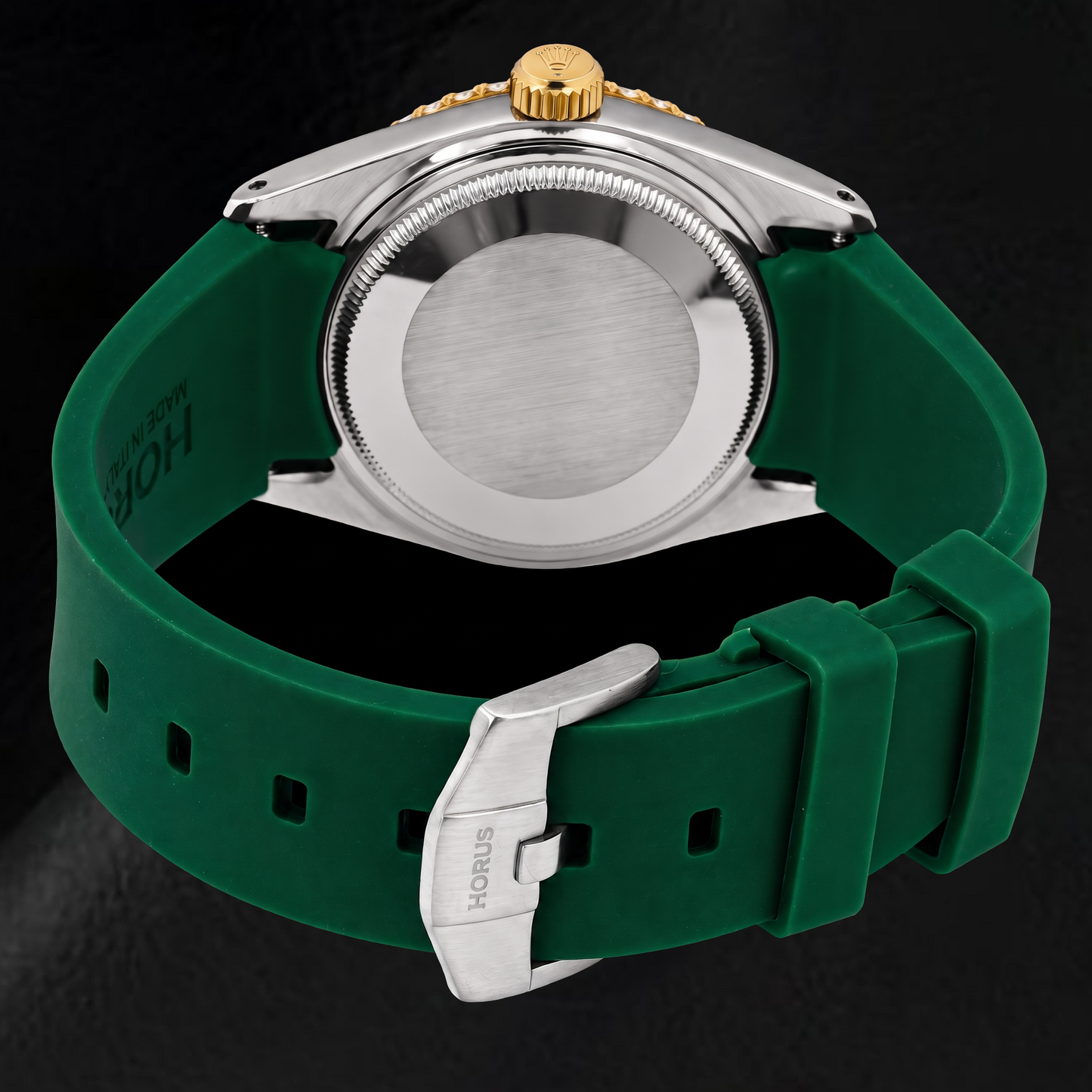 Orologio Rolex Datejust 1601 36mm Bicolore Quadrante Verde con Diamanti Cinturino in Gomma Verde