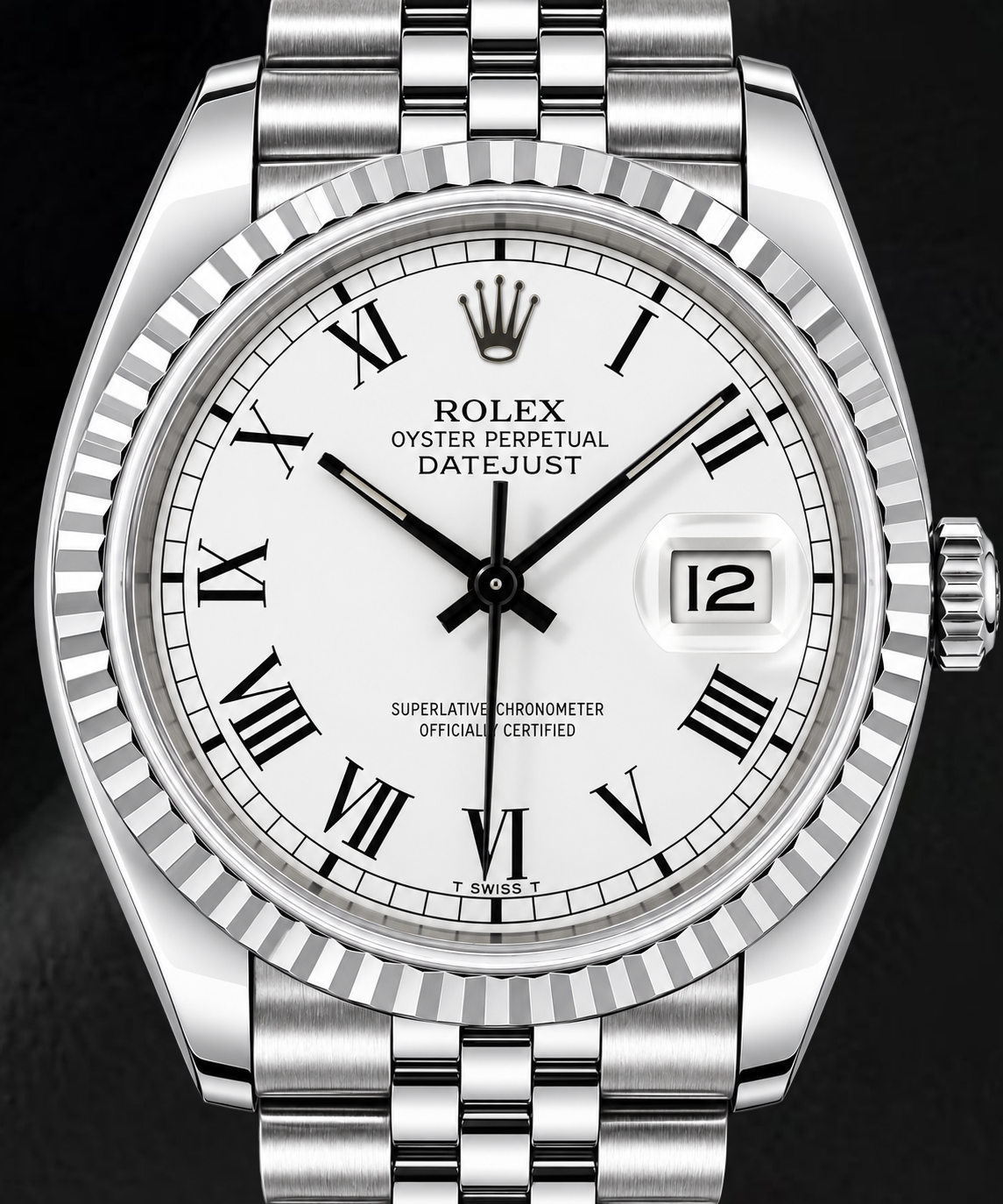 Rolex Datejust 1603 36 mm Orologio in Acciaio Inossidabile con Quadrante Bianco con Numeri Romani
