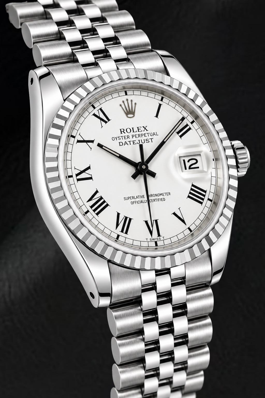 Rolex Datejust 1603 36 mm Orologio in Acciaio Inossidabile con Quadrante Bianco con Numeri Romani