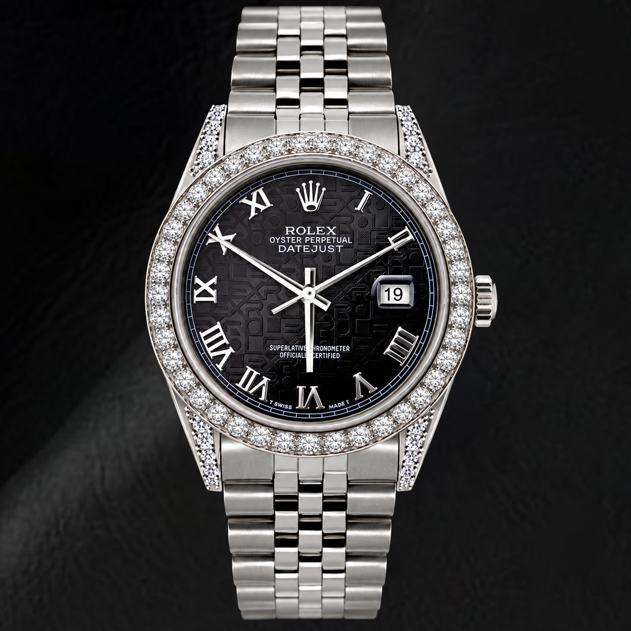 Orologio Rolex Datejust 16200 36 mm in Acciaio Inossidabile con Quadrante Jubilee Nero e Numeri Romani