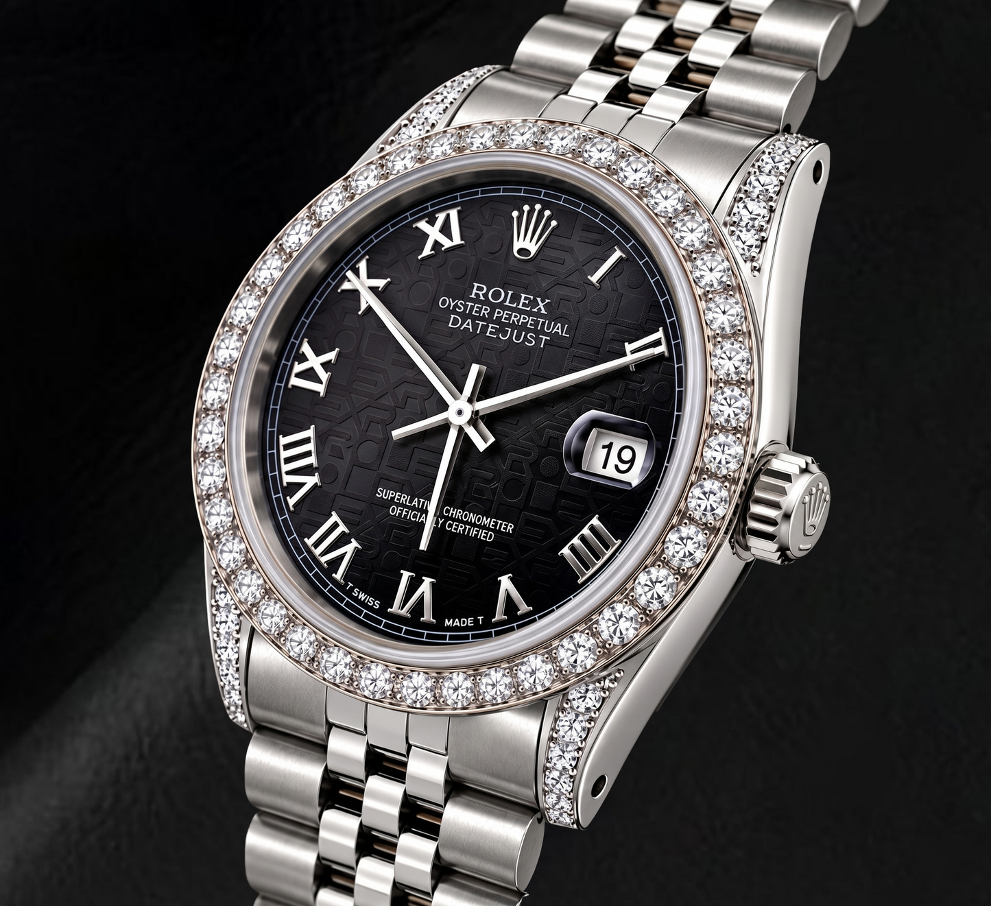 Orologio Rolex Datejust 16200 36 mm in Acciaio Inossidabile con Quadrante Jubilee Nero e Numeri Romani
