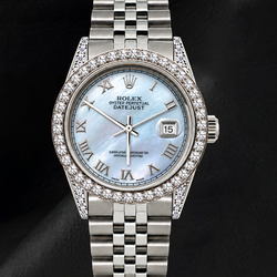 Rolex Datejust 16200 36 mm Orologio in Acciaio Inossidabile con Quadrante Romano in Madreperla Blu