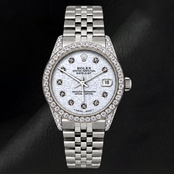 Rolex Datejust 16200 36 mm Orologio in Acciaio Inossidabile con Quadrante Bianco con Diamanti