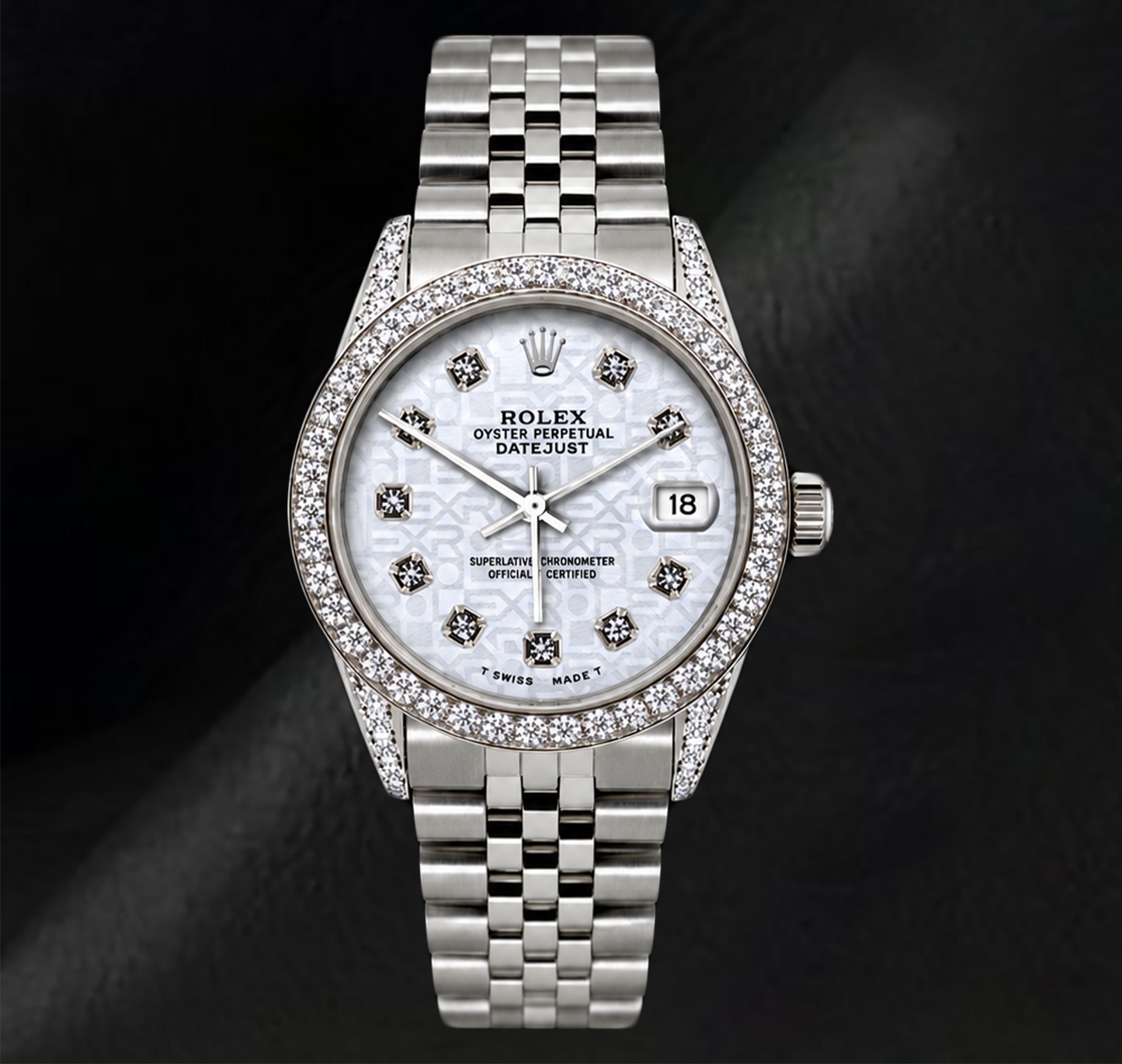 Rolex Datejust 16200 36 mm Orologio in Acciaio Inossidabile con Quadrante Bianco con Diamanti