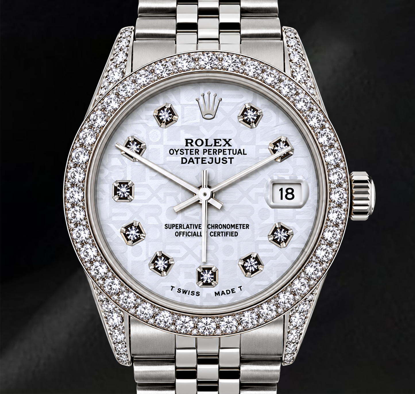 Rolex Datejust 16200 36 mm Orologio in Acciaio Inossidabile con Quadrante Bianco con Diamanti