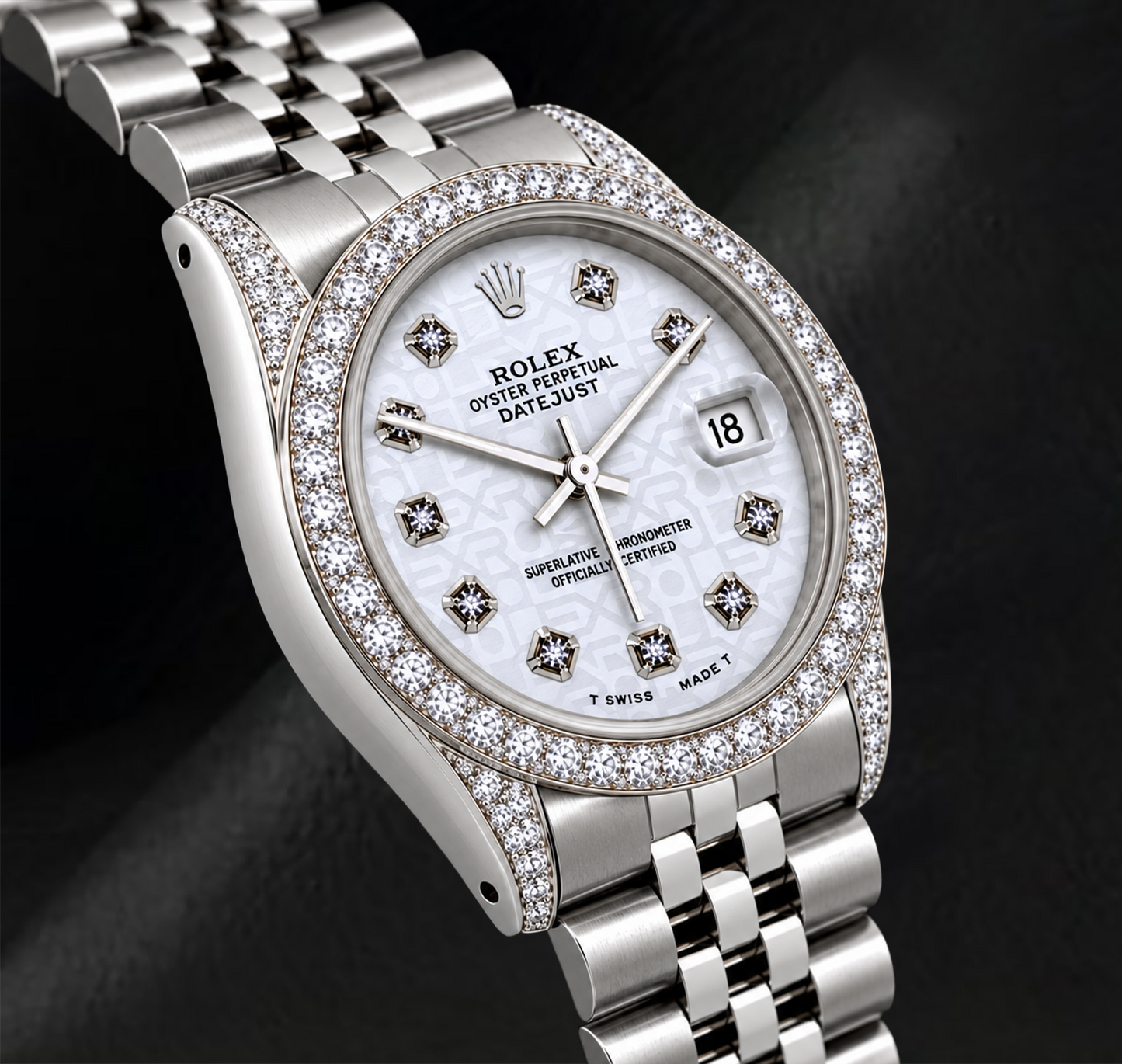 Rolex Datejust 16200 36 mm Orologio in Acciaio Inossidabile con Quadrante Bianco con Diamanti