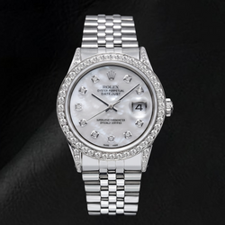 Rolex Datejust 16200 36 mm Orologio in Acciaio Inossidabile Quadrante con Diamanti in Madreperla Bianca