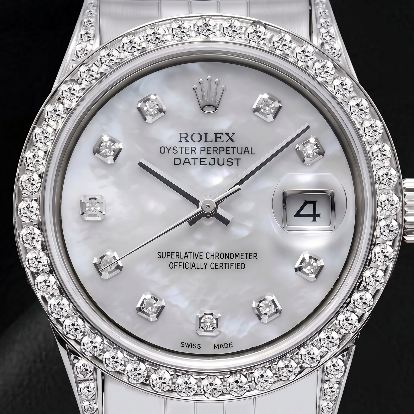 Rolex Datejust 16200 36 mm Orologio in Acciaio Inossidabile Quadrante con Diamanti in Madreperla Bianca