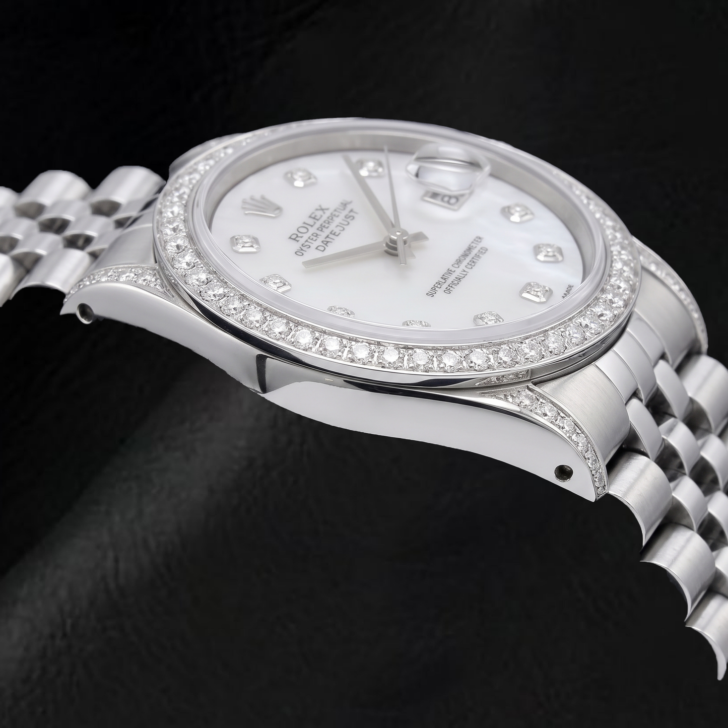 Rolex Datejust 16200 36 mm Orologio in Acciaio Inossidabile Quadrante con Diamanti in Madreperla Bianca