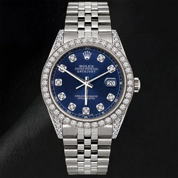 Rolex Datejust 16200 Orologio in Acciaio Inossidabile 36 mm con Quadrante Blu con Diamanti e Lunetta con Diamanti